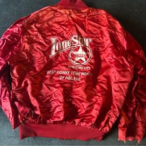 Lone Star Cafe Abilene New York City Empire Vtg Satin Union Bomber Jacket Coat L